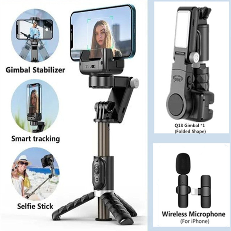 360° Rotating Gimbal Stabilizer, Selfie Stick & Tripod: High-Quality Accessory for Apple iPhone 16/15/14/13/12/11 Pro Max/Plus/Mini, Android, Samsung Smartphones, Apple iPhone, Samsung, iOS & Android | Live Photography