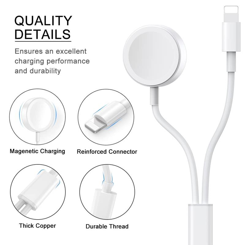 Cable for High-Quality Apple iWatch Wireless Charger Watch 10/9/8/7/6/5/4/3/2/1 & Ultra 2/1, SE: 2024, 2023, 2022, 2021, 2020, 2019, 2018, 2017, 2016 | Charging for iPhone 14 13 12 11 | Premium USB Lightning Charging Cable