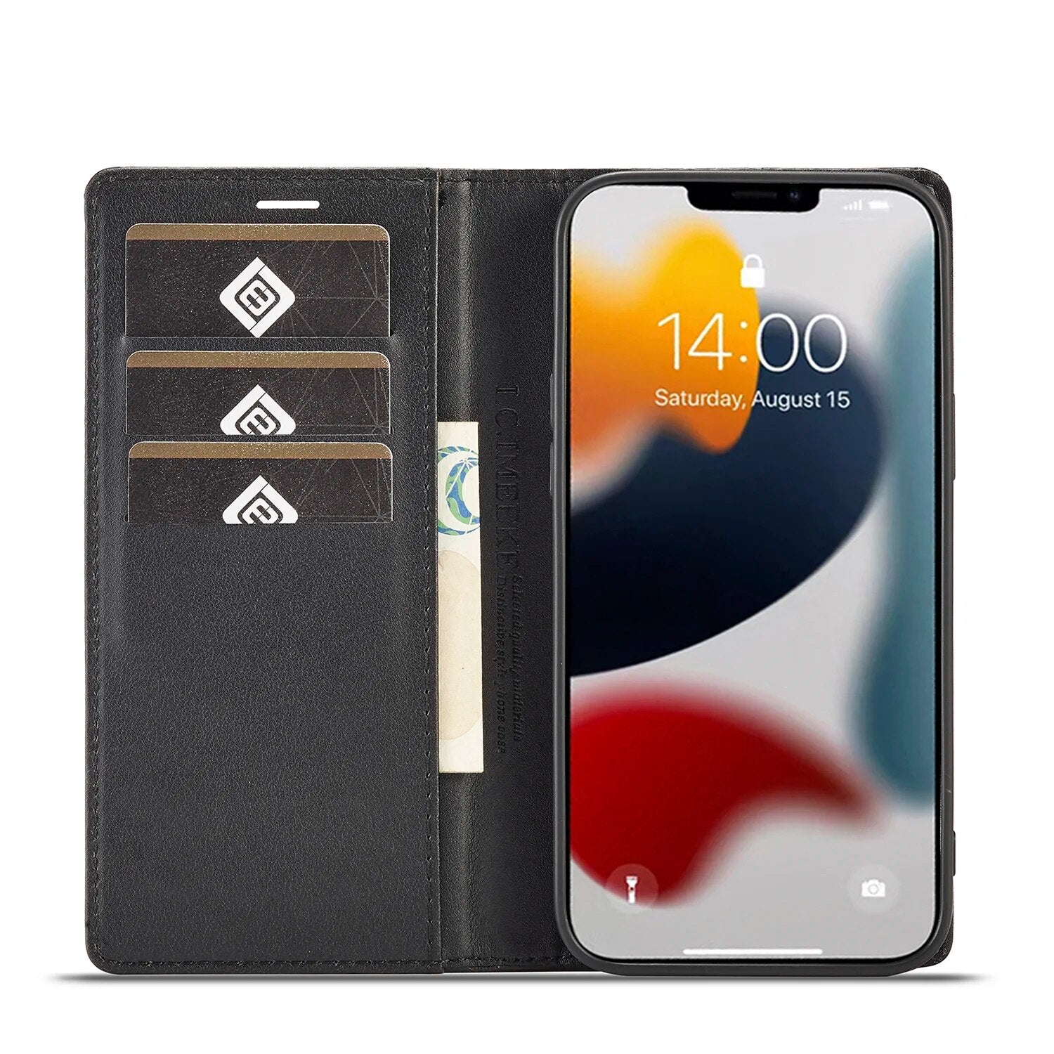 Premium Brieftasche aus Kohlefaser-Leder Hülle, MagSafe, Abdeckung, | iPhone 15 14 Pro Max 13 12 11 XS X 7 8 6S Plus XR SE - Magnetisches Flip-Book-Cover - Phone Heaven Zone