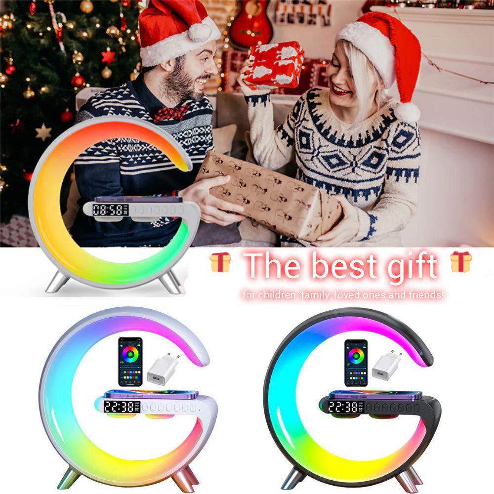 Universal RGB Ladestation LED Kabellose Ladegerät Wecker Bluetooth Lautsprecher | Charging Station Schnellladestation USB C iPhone, Android, Samsung - Phone Heaven Zone