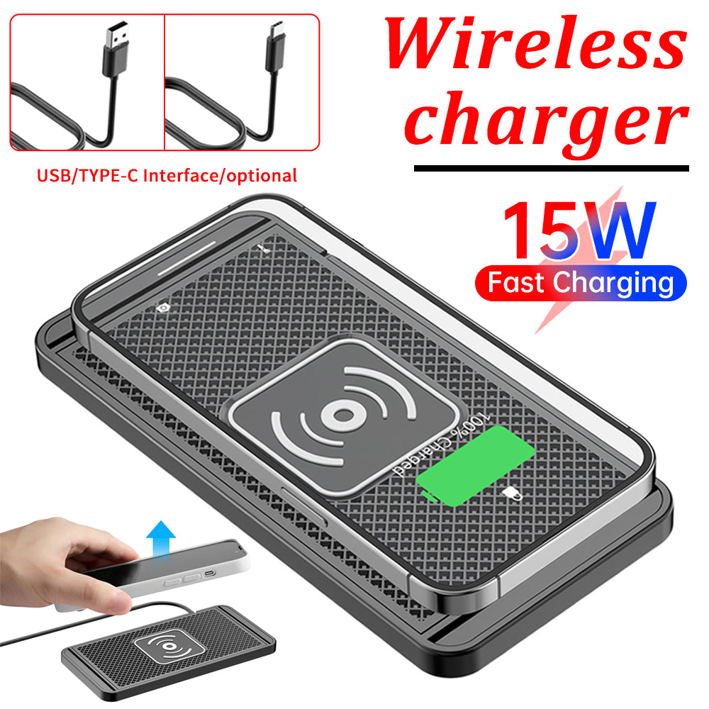 Premium 30W Wireless Car Charger - Silicone Anti-Slip Pad Cradle Dock for Smartphones, Apple iPhone, Samsung, iOS & Android | Fast Wireless Car Charging Station