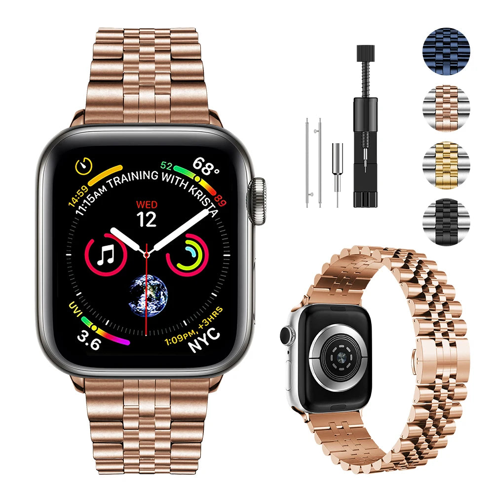 Metal Band for Apple Watch 49mm, 45mm, 44mm, 42mm, 41mm, 40mm | Premium Stainless Steel Bracelet for iWatch Ultra10/9/8/7/6/5/4/3/2/1 & Ultra 2/1, SE: 2024, 2023, 2022, 2021, 2020, 2019, 2018, 2017, 2016SE | Top-Quality Strap