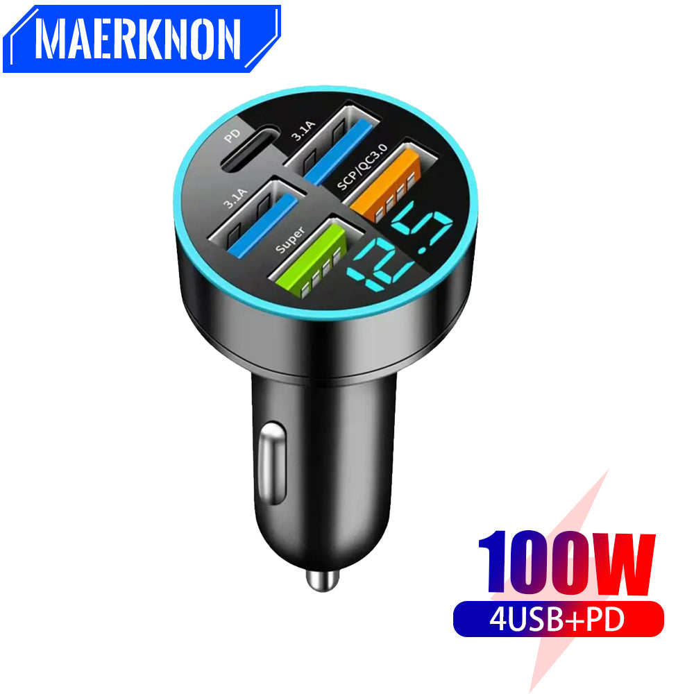 2024 Premium Bluetooth 5.2 FM Transmitter for Car, FM/Aux Bluetooth Adapter, Auto USB Charger, Bass Boost, 3-Port Charger | Car USB Charger Smartphones, Apple iPhone, Samsung, iOS & Android