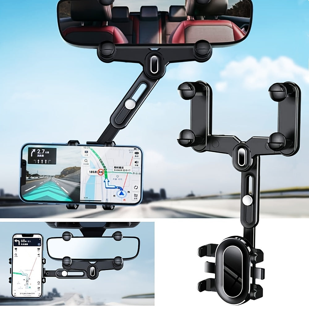 Premium 3-in-1 Adjustable Car Phone Holder for Smartphones, Apple iPhone, Samsung, iOS &amp; Android | Dashboard, Rearview Mirror & Sun Visor Mount - Lightweight & Universal for 3-7 inch Phones