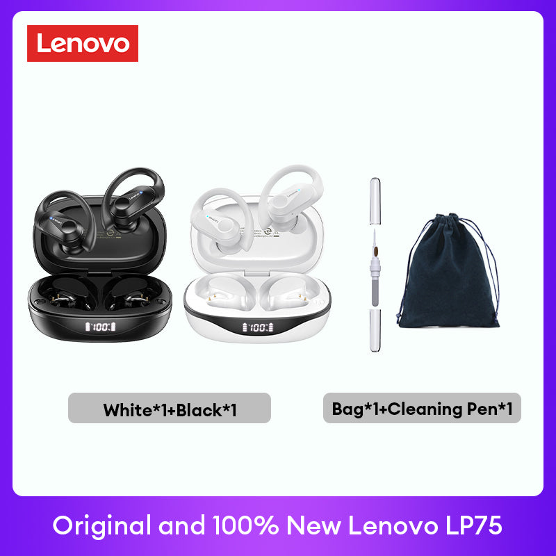 Lenovo LP75 Premium Bluetooth 5.3 Headphones TWS Wireless Sport LED Digital Display HiFi Stereo Noise Cancelling Gaming Earbuds | Limited Edition