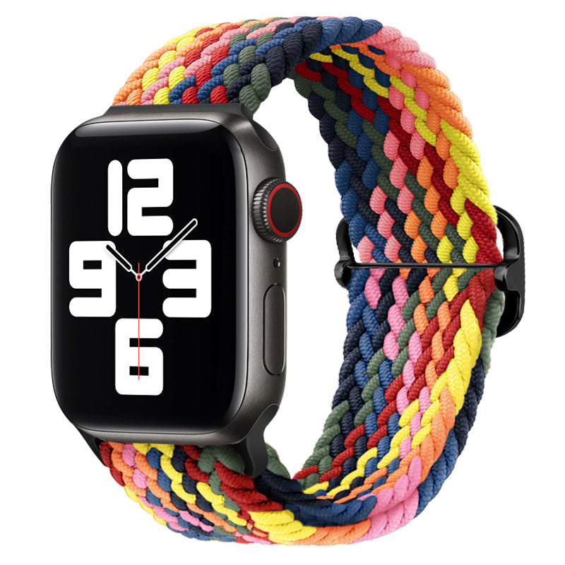 Luxus Nylon geflochtene Solo-Schlaufe für Apple Watch Armband 45mm 44mm 40mm Serie 9 8 7 6 5 4 SE2 Ultra | Verstellbares