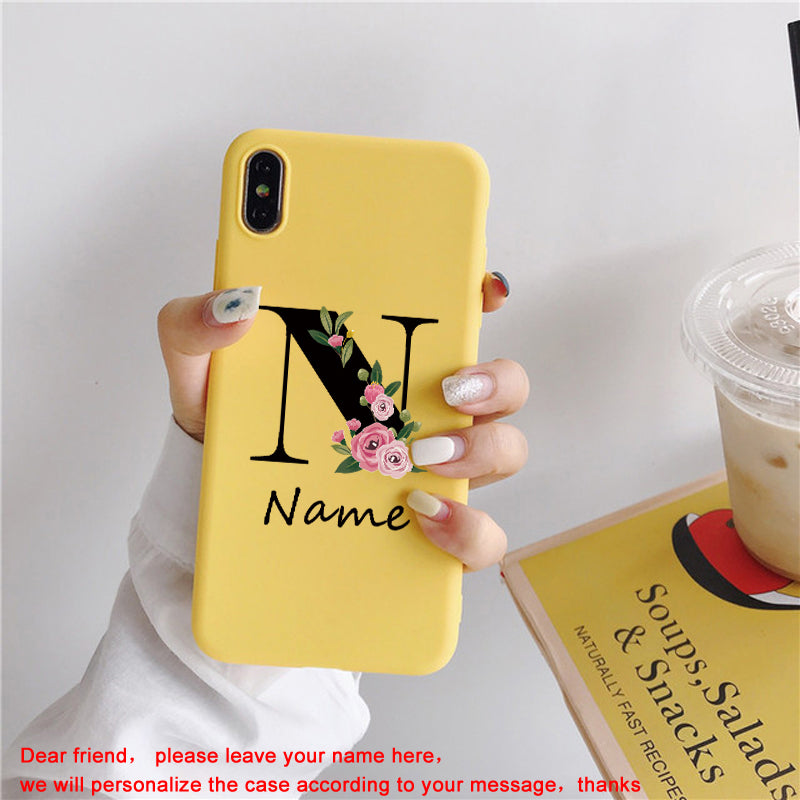 Personalized Luxury For Apple iPhone 16/15/14/13/12 Pro Max Plus Mini Case | Individually Designed Name, Uppercase Letters & Flowers | MagSafe Camera Protection, Tempered Glass, iPhone