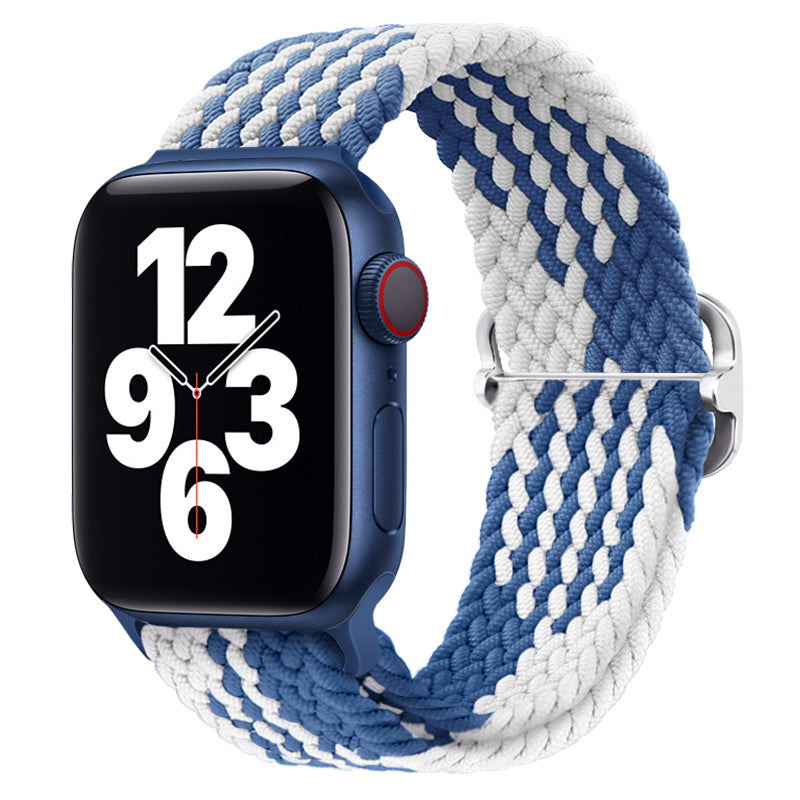 Luxus Nylon geflochtene Solo-Schlaufe für Apple Watch Armband 45mm 44mm 40mm Serie 9 8 7 6 5 4 SE2 Ultra | Verstellbares