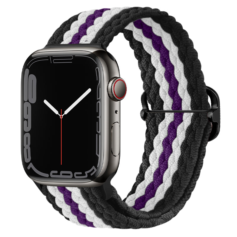 Luxus Nylon geflochtene Solo-Schlaufe für Apple Watch Armband 45mm 44mm 40mm Serie 9 8 7 6 5 4 SE2 Ultra | Verstellbares