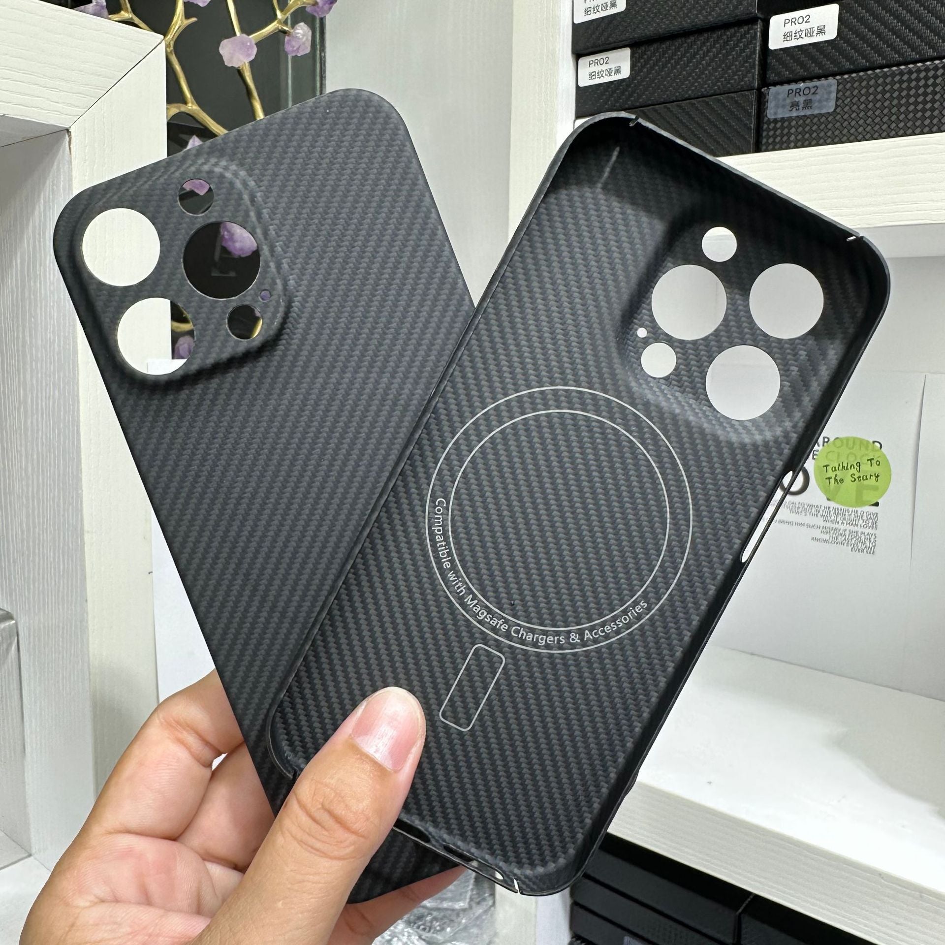 Carbon Fiber Texture High-Quality Soft TPU Material | Lightweight Waterproof Anti-Fingerprint and Anti-Scratch iPhone 16/15/14/13/12 Pro Max Plus Mini Case and Camera Protection