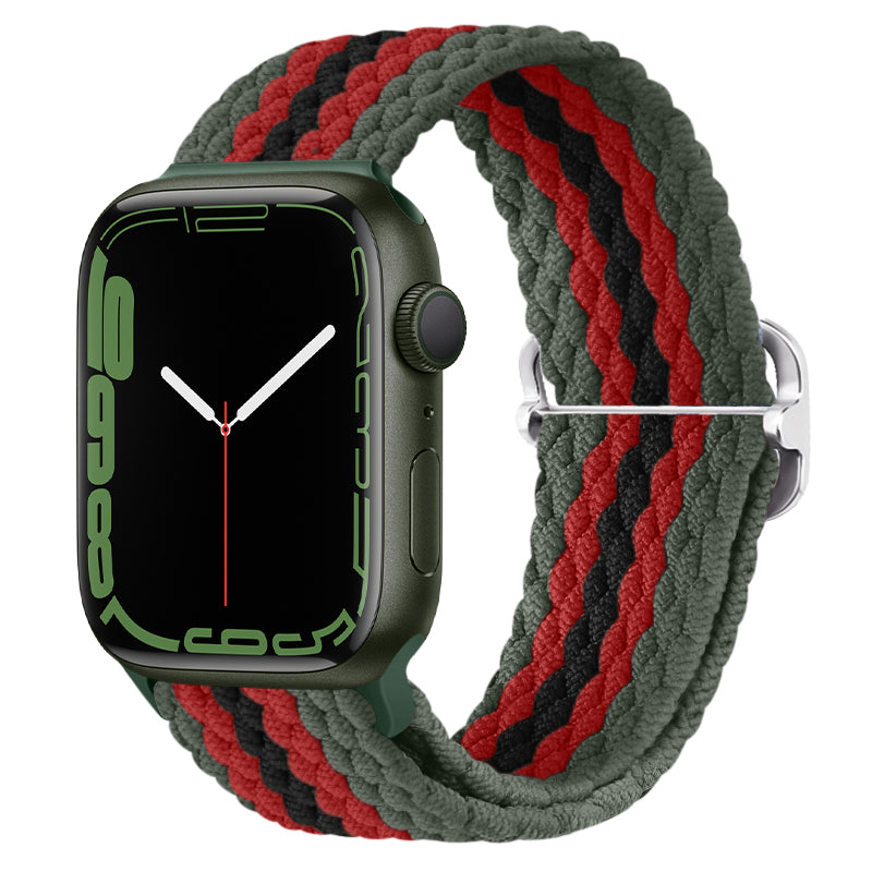 Luxus Nylon geflochtene Solo-Schlaufe für Apple Watch Armband 45mm 44mm 40mm Serie 9 8 7 6 5 4 SE2 Ultra | Verstellbares