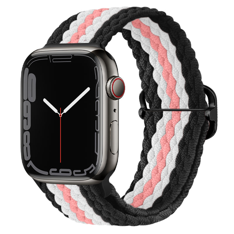 Luxus Nylon geflochtene Solo-Schlaufe für Apple Watch Armband 45mm 44mm 40mm Serie 9 8 7 6 5 4 SE2 Ultra | Verstellbares