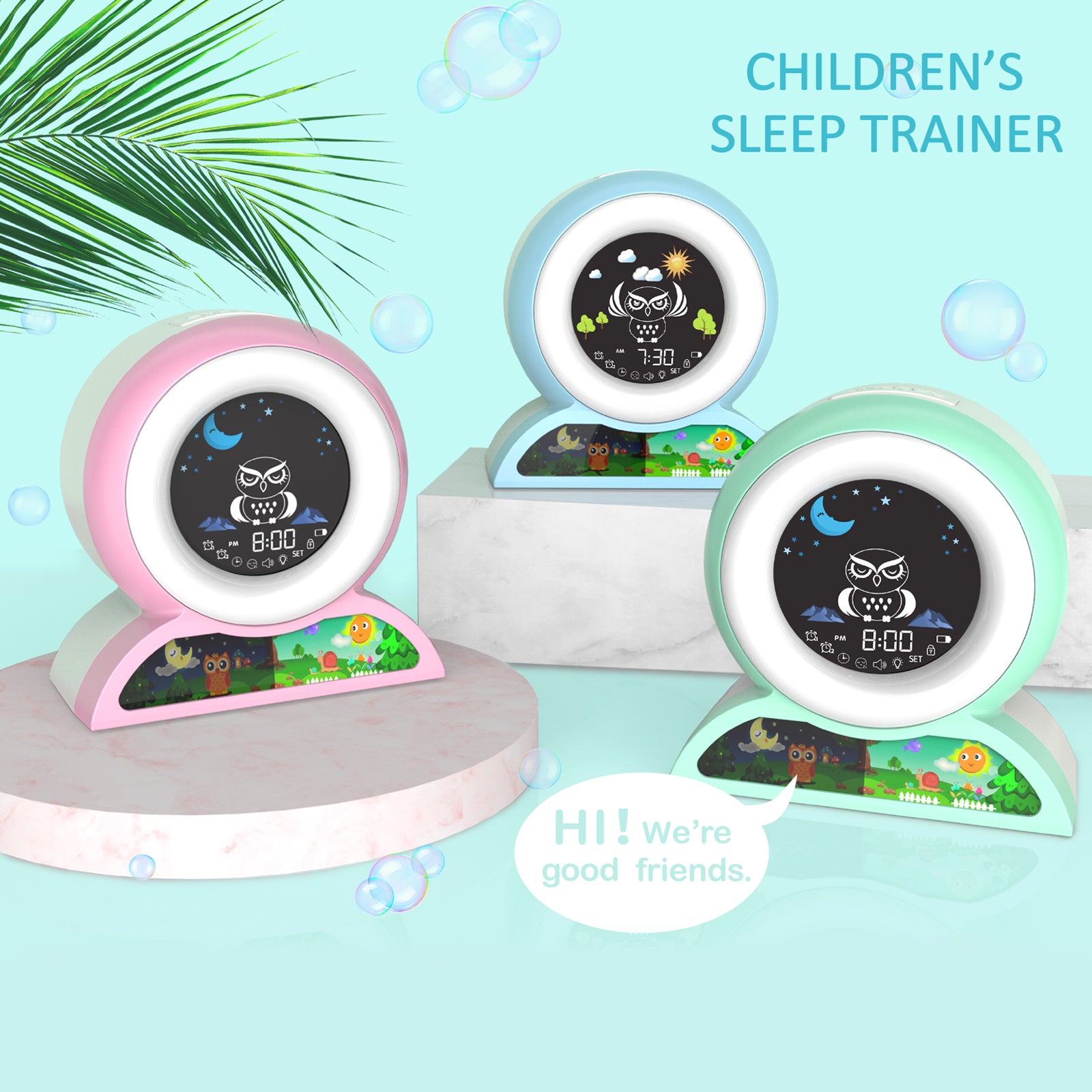 Luxury Cute Animal Kids Alarm Clock: Digital Sleep Trainer with Colorful Night Light, Snooze Function, Temperature Display & Nap Timer