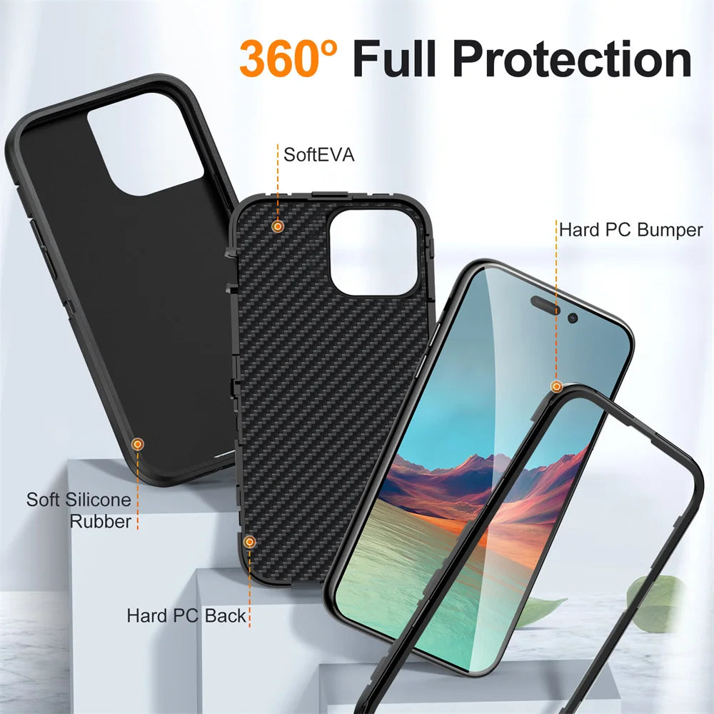 Premium Waterproof iPhone Case with 360-Degree Protection: Screen Protector, Shockproof, Scratch-Resistant | MagSafe Case with Camera Lens Protection for Apple iPhone 16/15/14/13/12 Pro Max, Plus, Mini | Armor Phone Case