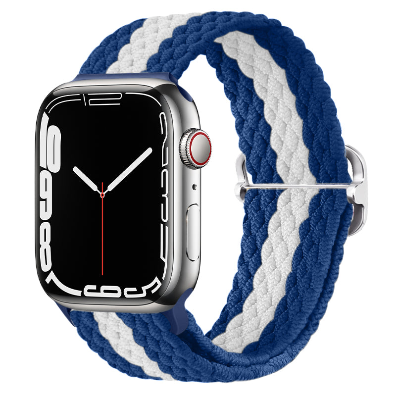 Luxus Nylon geflochtene Solo-Schlaufe für Apple Watch Armband 45mm 44mm 40mm Serie 9 8 7 6 5 4 SE2 Ultra | Verstellbares