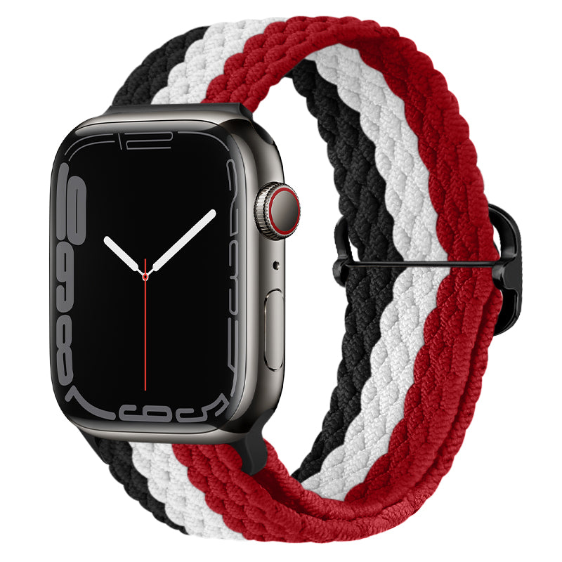 Luxus Nylon geflochtene Solo-Schlaufe für Apple Watch Armband 45mm 44mm 40mm Serie 9 8 7 6 5 4 SE2 Ultra | Verstellbares