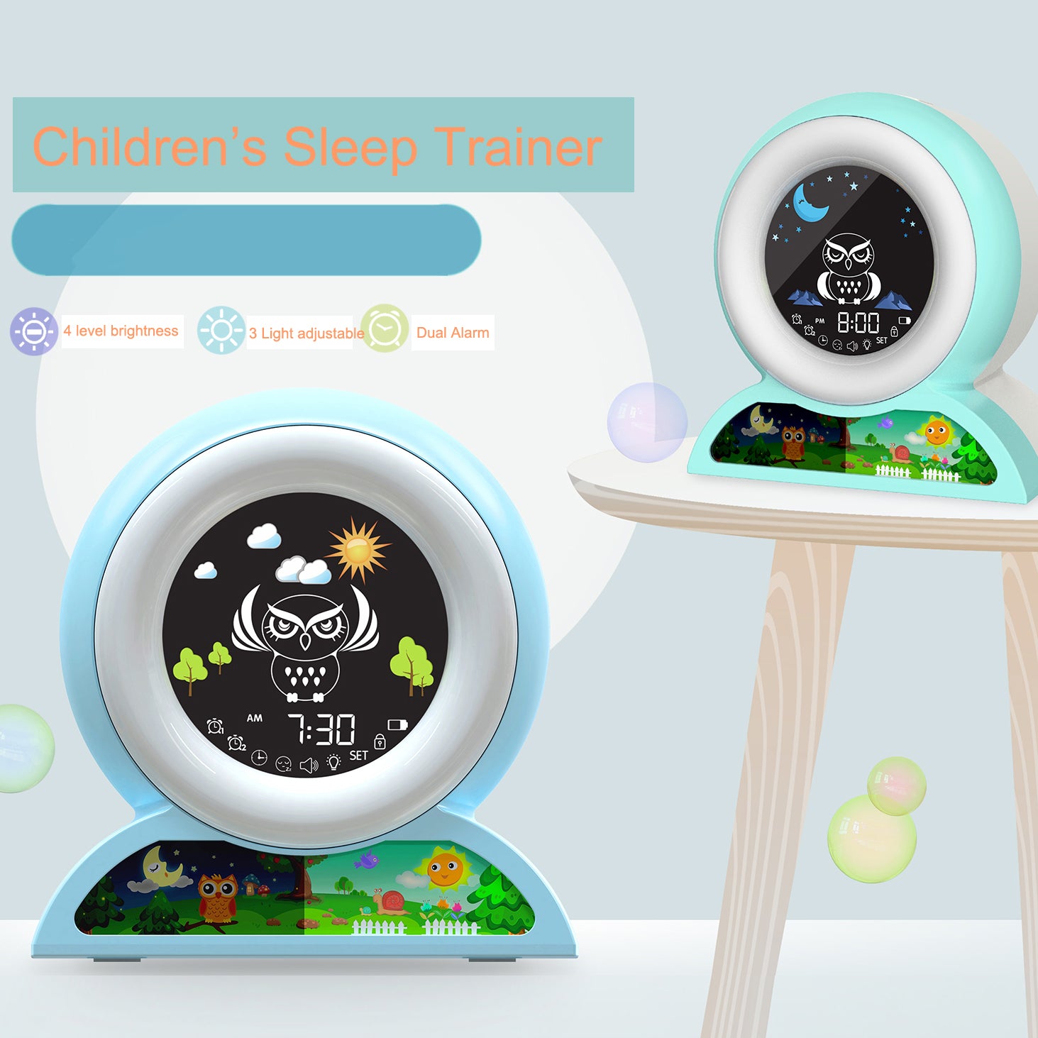 Luxury Cute Animal Kids Alarm Clock: Digital Sleep Trainer with Colorful Night Light, Snooze Function, Temperature Display & Nap Timer