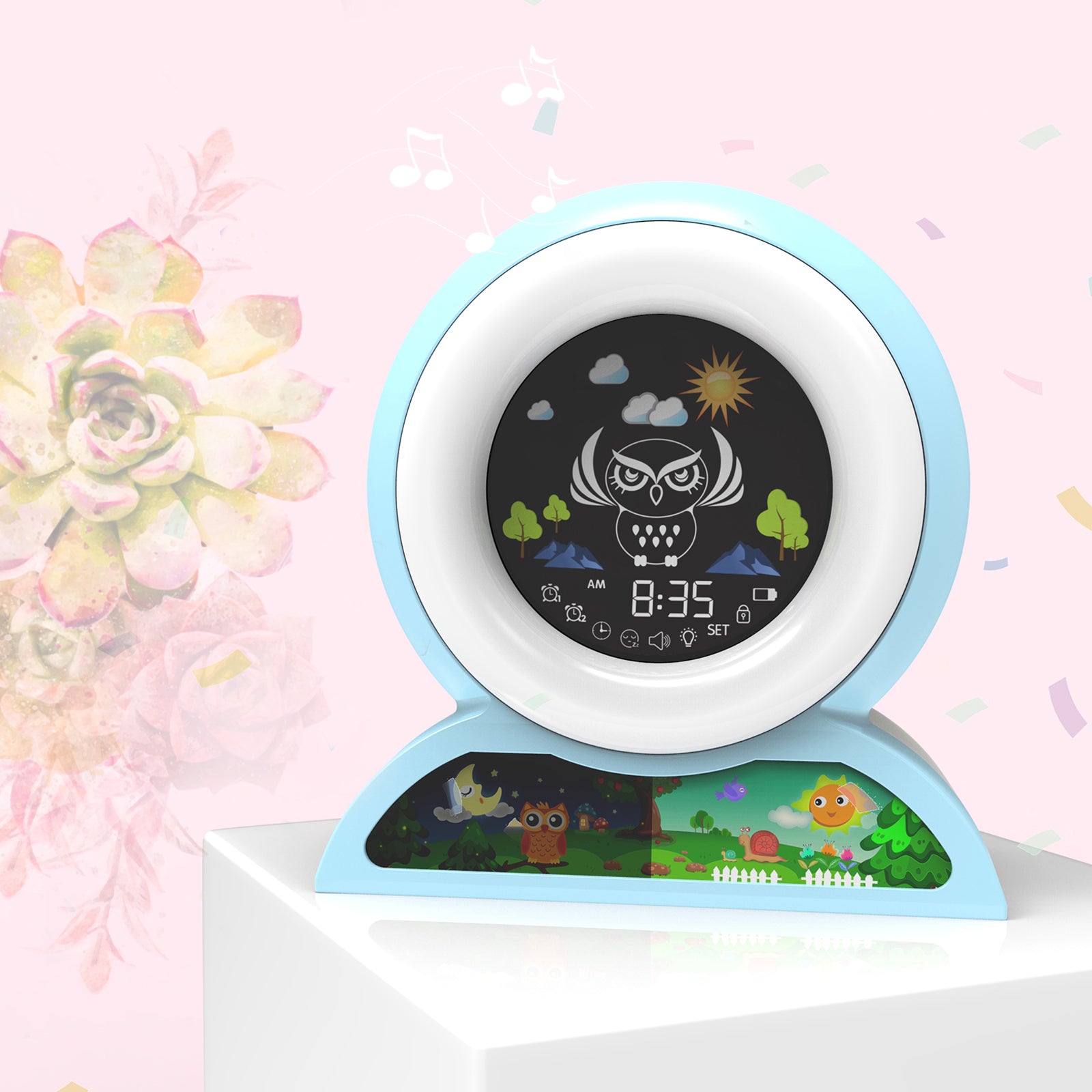 Luxury Cute Animal Kids Alarm Clock: Digital Sleep Trainer with Colorful Night Light, Snooze Function, Temperature Display & Nap Timer