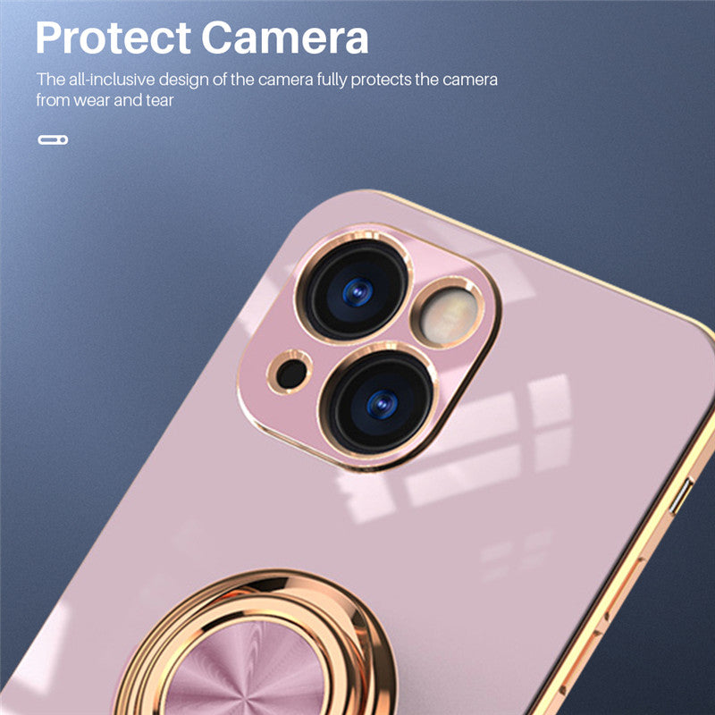 Luxury Silicone Magnetic Ring Holder and Stand iPhone Case | MagSafe Case with 360-Degree Protection and Camera Lens Cover for Apple iPhone 16/15/14/13/12 Pro Max, Plus Mini Cover | Armor Case, Bumper Cover Phone Case | Premium Protective Cover