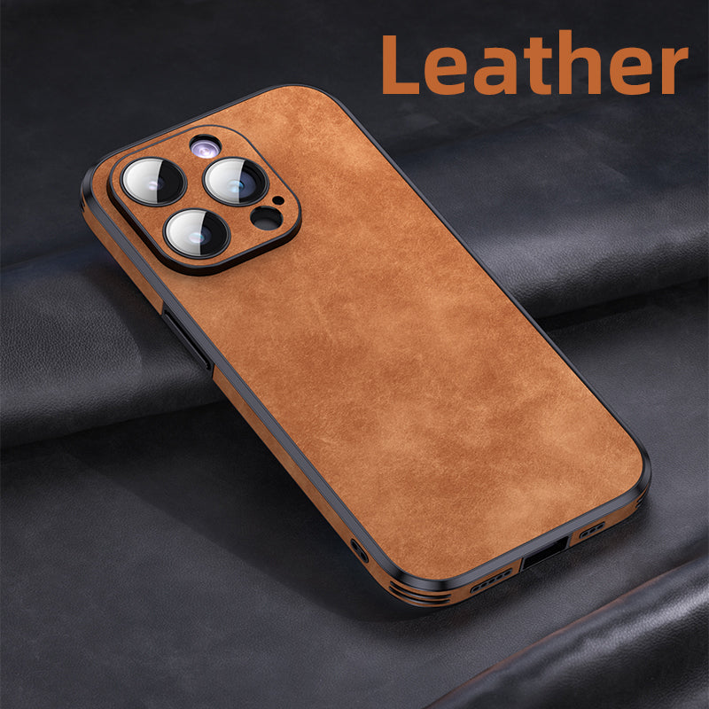 High-Quality Leather iPhone Case with Shockproof Camera Cover | MagSafe Compatible for Apple iPhone 16/15/14/13/12 Pro Max Plus Mini | Armor Protective Cover