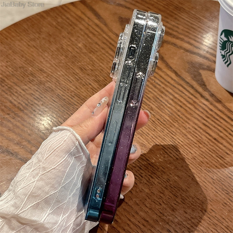 Luxus Bling Glitzer Transparente Stoßfeste Hülle für Apple iPhone 17/17 Air, 16/16e, 15, 14, 13 Pro Max Plus | Stilvoll & Schützend