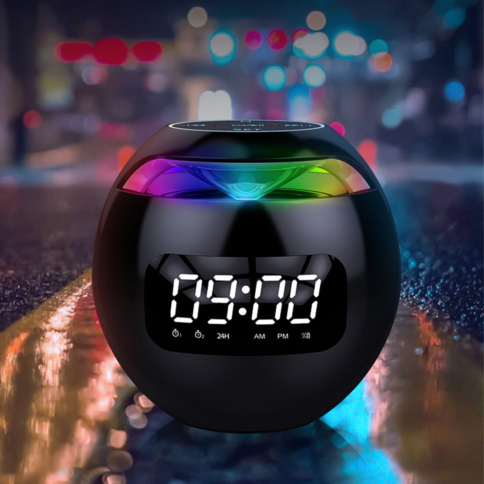 Mini Speaker with Bluetooth: Portable Smart Induction Digital Alarm Clock + High Quality Bluetooth 5.0 Speaker with LED Display, TF Card Slot, MP3 and USB Charging Function