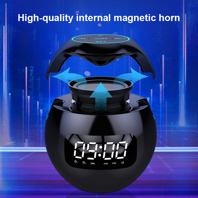 Mini Speaker with Bluetooth: Portable Smart Induction Digital Alarm Clock + High Quality Bluetooth 5.0 Speaker with LED Display, TF Card Slot, MP3 and USB Charging Function