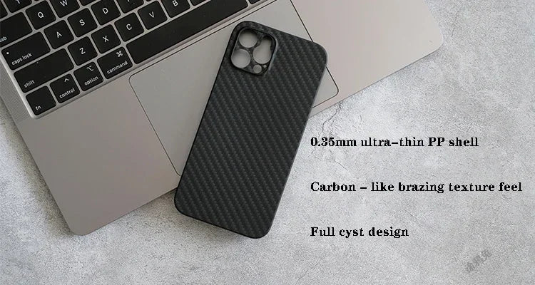 Carbon Fiber Texture High-Quality Soft TPU Material | Lightweight Waterproof Anti-Fingerprint and Anti-Scratch iPhone 16/15/14/13/12 Pro Max Plus Mini Case and Camera Protection