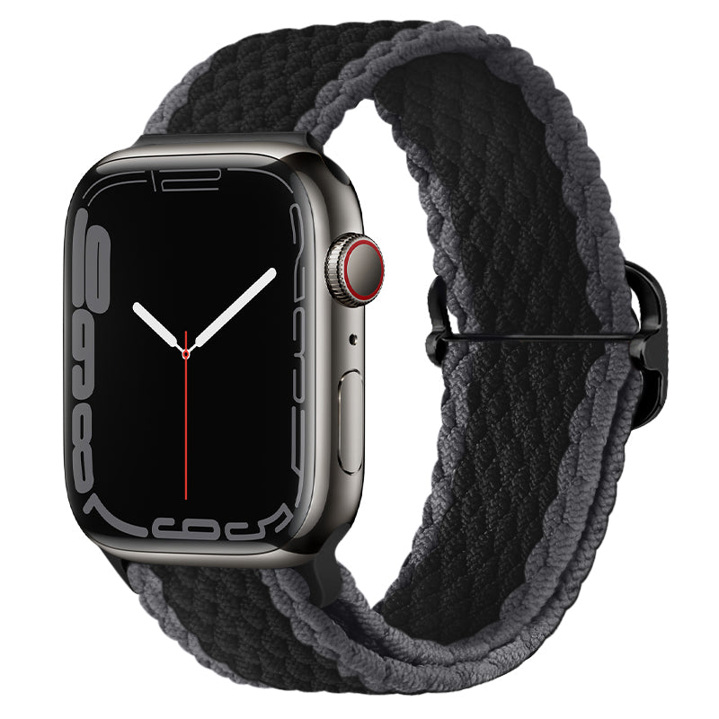 Luxus Nylon geflochtene Solo-Schlaufe für Apple Watch Armband 45mm 44mm 40mm Serie 9 8 7 6 5 4 SE2 Ultra | Verstellbares