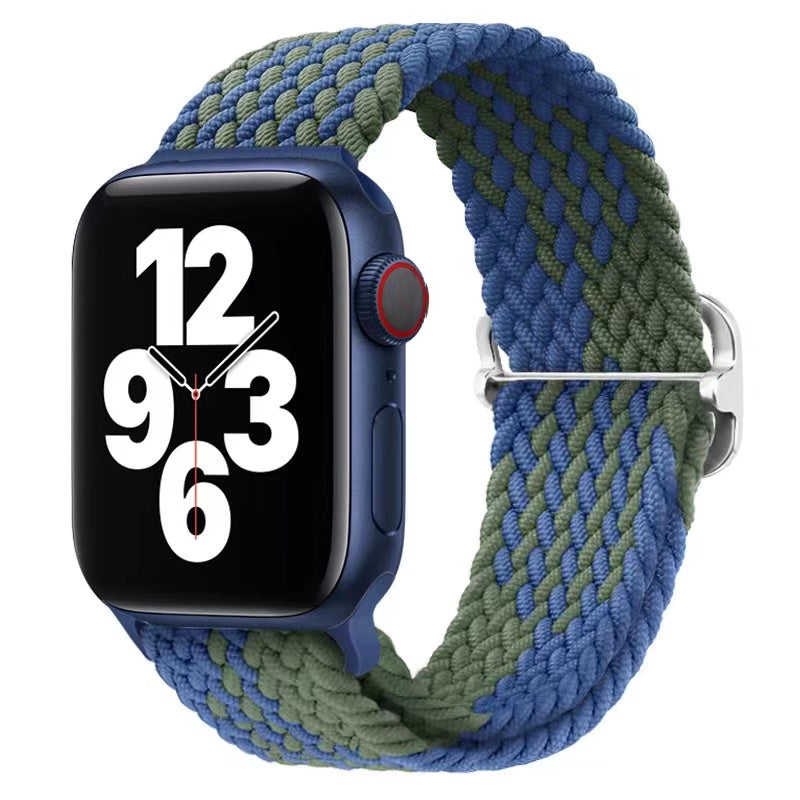 Luxus Nylon geflochtene Solo-Schlaufe für Apple Watch Armband 45mm 44mm 40mm Serie 9 8 7 6 5 4 SE2 Ultra | Verstellbares