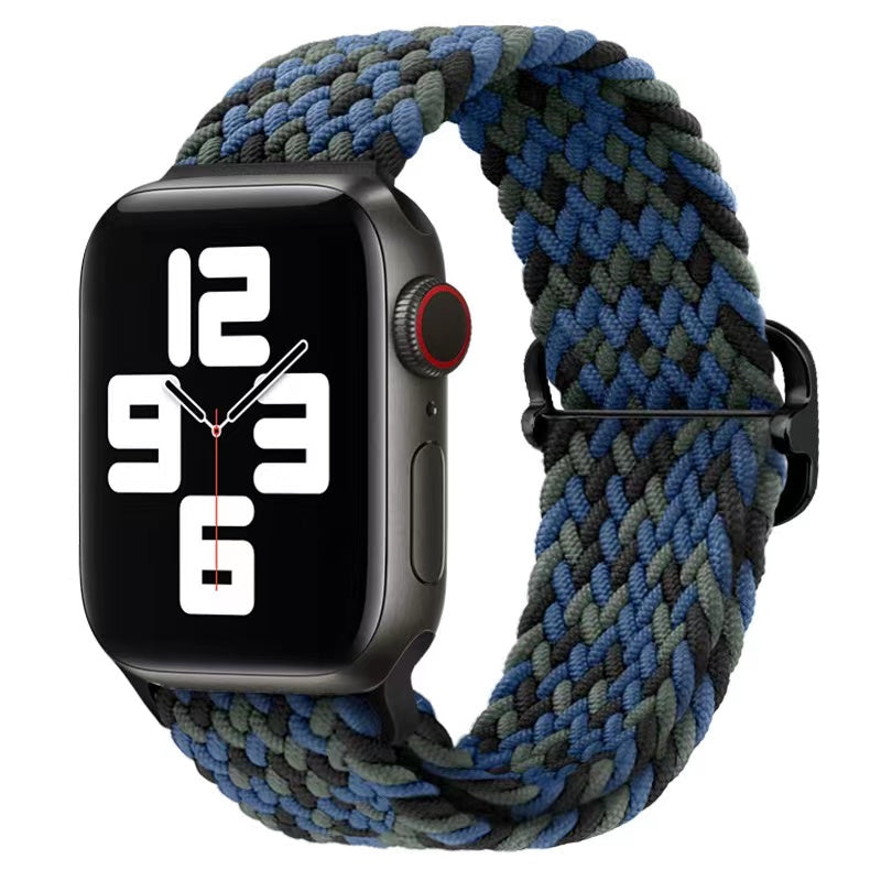 Luxus Nylon geflochtene Solo-Schlaufe für Apple Watch Armband 45mm 44mm 40mm Serie 9 8 7 6 5 4 SE2 Ultra | Verstellbares