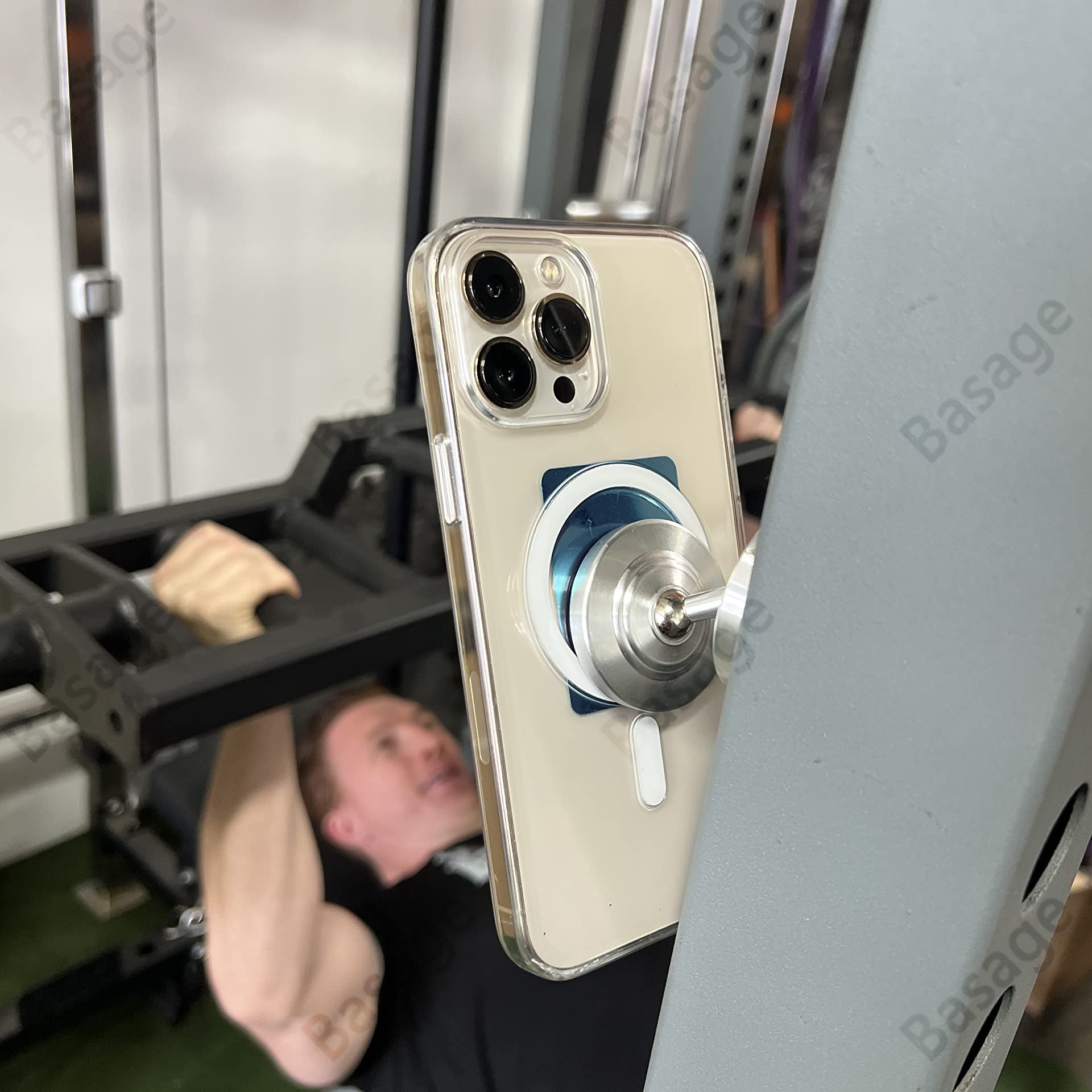 Hochwertiger Dualer Magnetischer Gym Telefonhalter Video training Starker Magnet,360° Drehung Passend für alle Smartphones