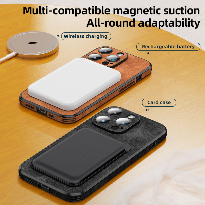 High-Quality Leather iPhone Case with Shockproof Camera Cover | MagSafe Compatible for Apple iPhone 16/15/14/13/12 Pro Max Plus Mini | Armor Protective Cover