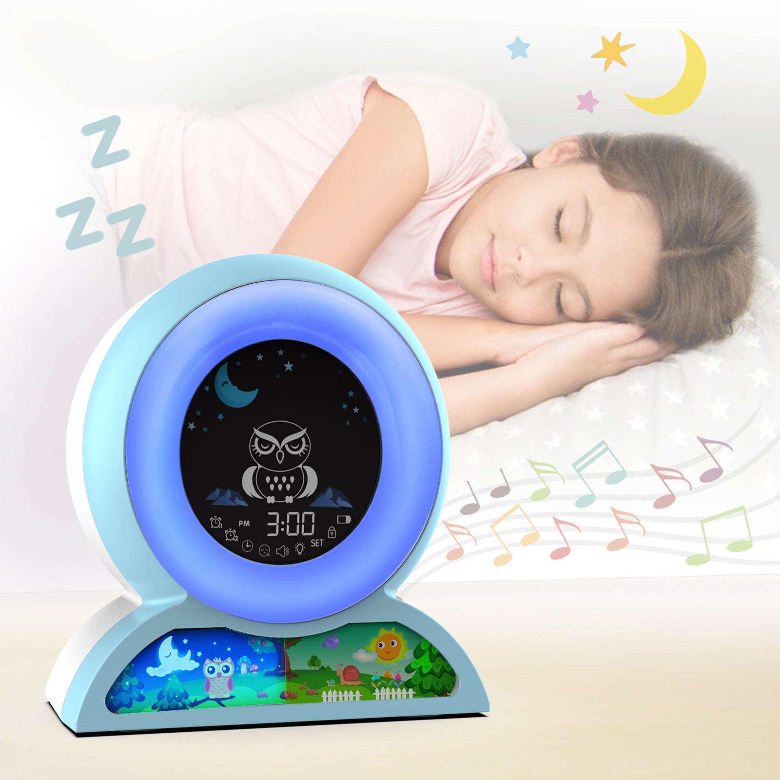 Luxury Cute Animal Kids Alarm Clock: Digital Sleep Trainer with Colorful Night Light, Snooze Function, Temperature Display & Nap Timer