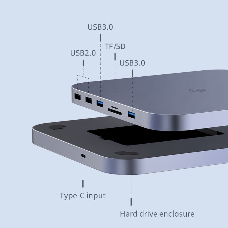 Hagibis USB-C Hub mit Festplattengehäuse, Hochwertiges Typ-C Docking Station, 2,5" SATA, NVMe M.2 SSD Case, 4K DP, USB