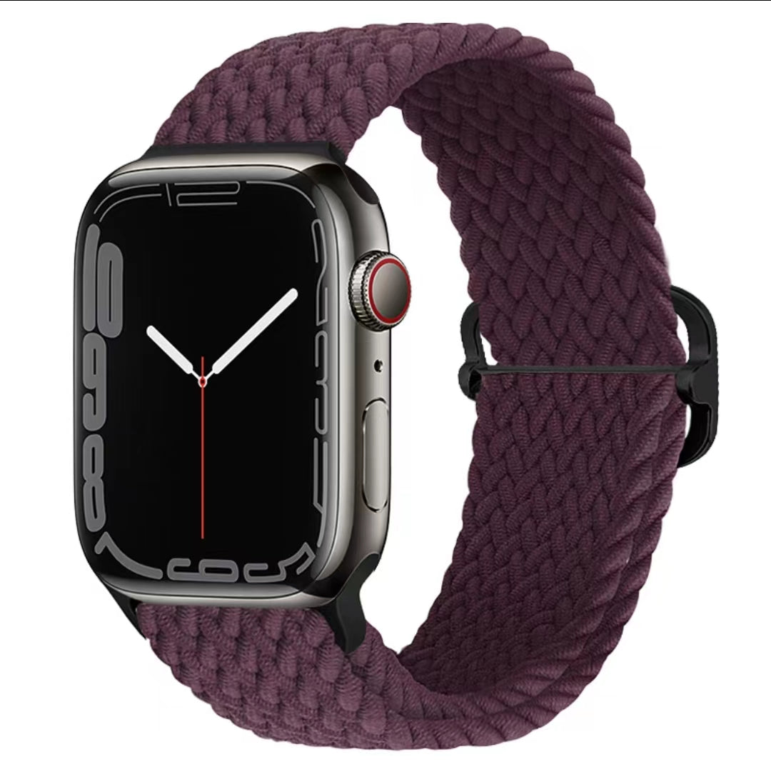 Luxus Nylon geflochtene Solo-Schlaufe für Apple Watch Armband 45mm 44mm 40mm Serie 9 8 7 6 5 4 SE2 Ultra | Verstellbares