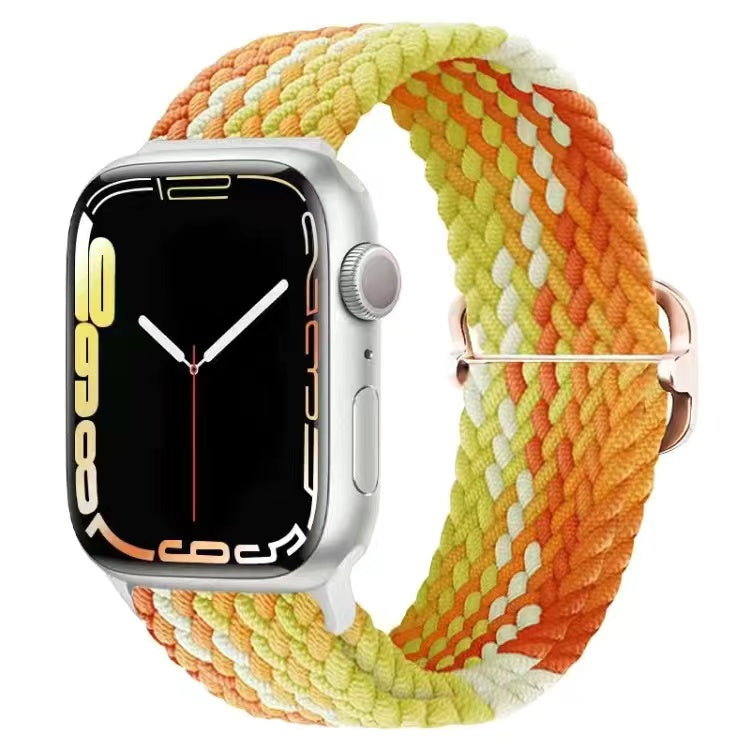 Luxus Nylon geflochtene Solo-Schlaufe für Apple Watch Armband 45mm 44mm 40mm Serie 9 8 7 6 5 4 SE2 Ultra | Verstellbares