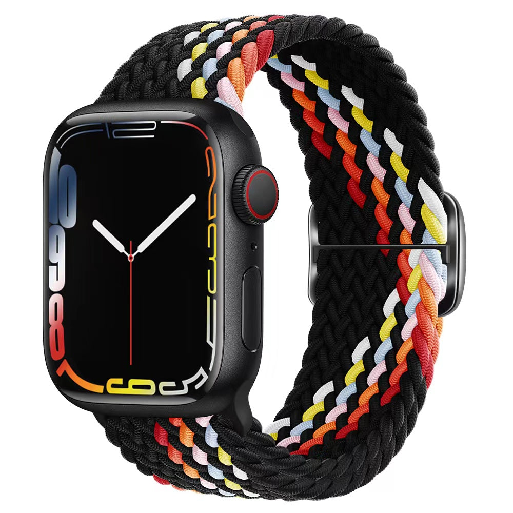 Luxus Nylon geflochtene Solo-Schlaufe für Apple Watch Armband 45mm 44mm 40mm Serie 9 8 7 6 5 4 SE2 Ultra | Verstellbares