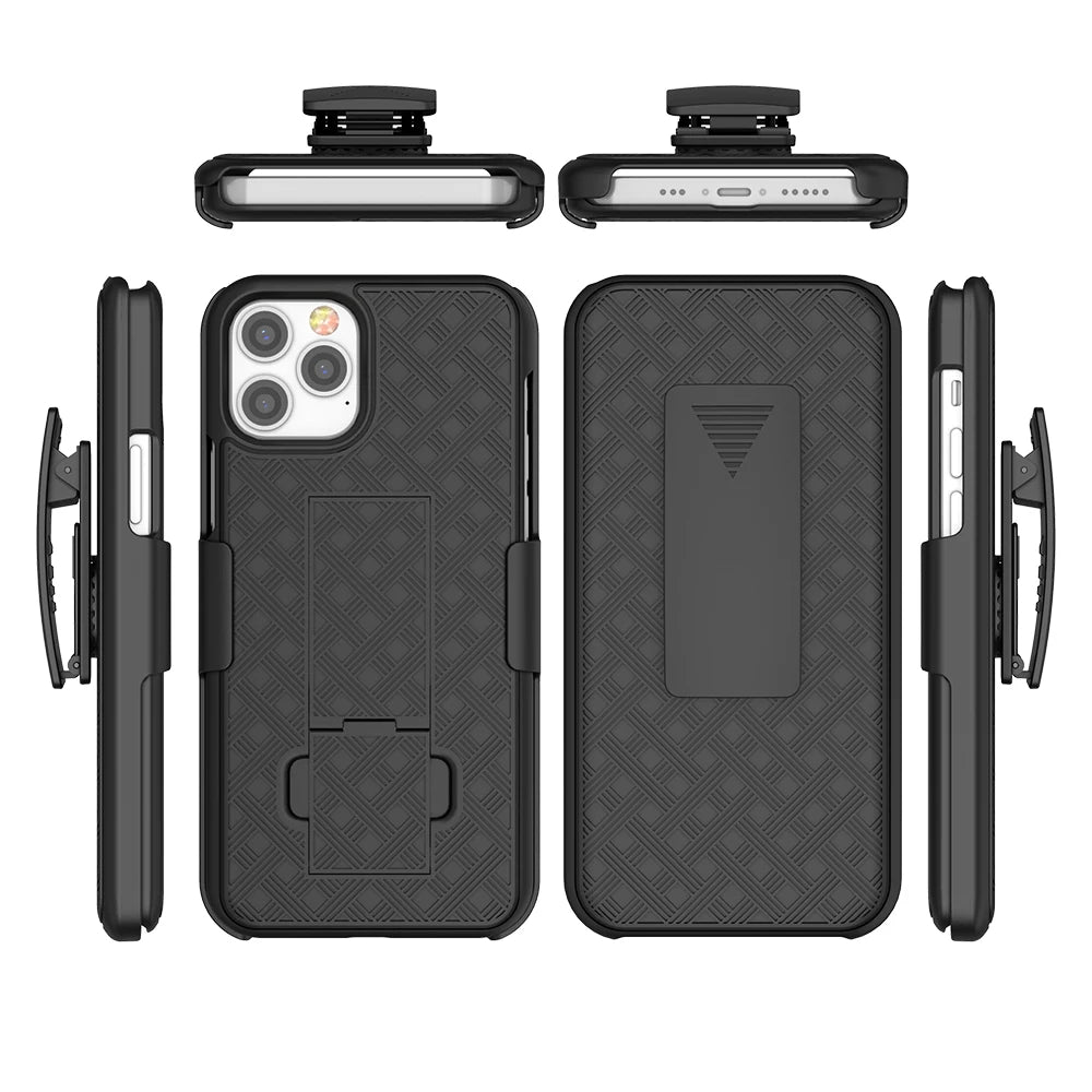 Hochwertige 2-in-1 Combo-Schutzhülle mit Hüftgurt-Clip und Ständer für iPhone | MagSafe Case für Apple iPhone 15/14/13/12 Pro Max Plus | Panzer-Handyhülle & Kameraschutzabdeckung Tasche - Phone Heaven Zone