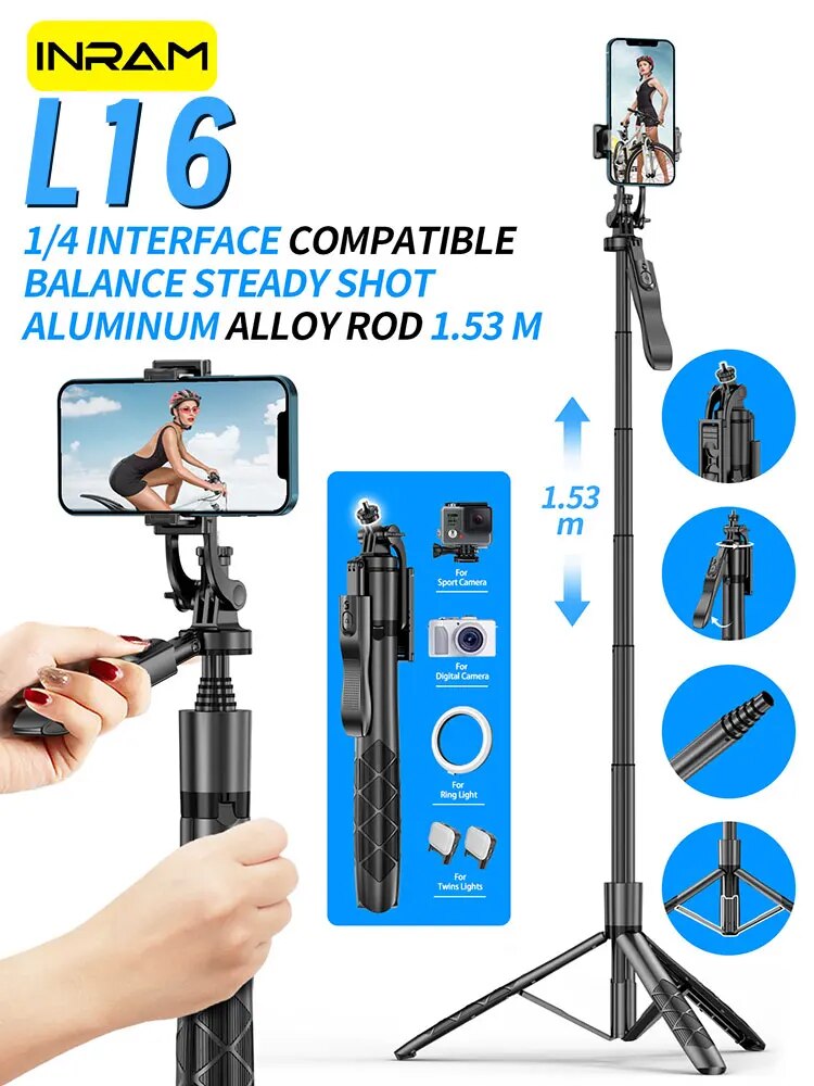 Premium kabelloser Selfie-Stick Stativ-Stand für GoPro Action  Kameras und Smartphones, stabiles Gleichgewicht für Live