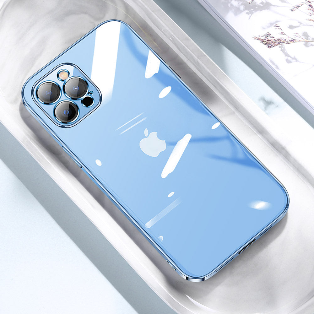Transparente Silikonhülle für Apple iPhone 17/17 Air, 16/16e, 15, 14, 13 Pro Max Plus | Klare Militärstärke-Schutz mit Premium Plating Quadrat-Rahmen