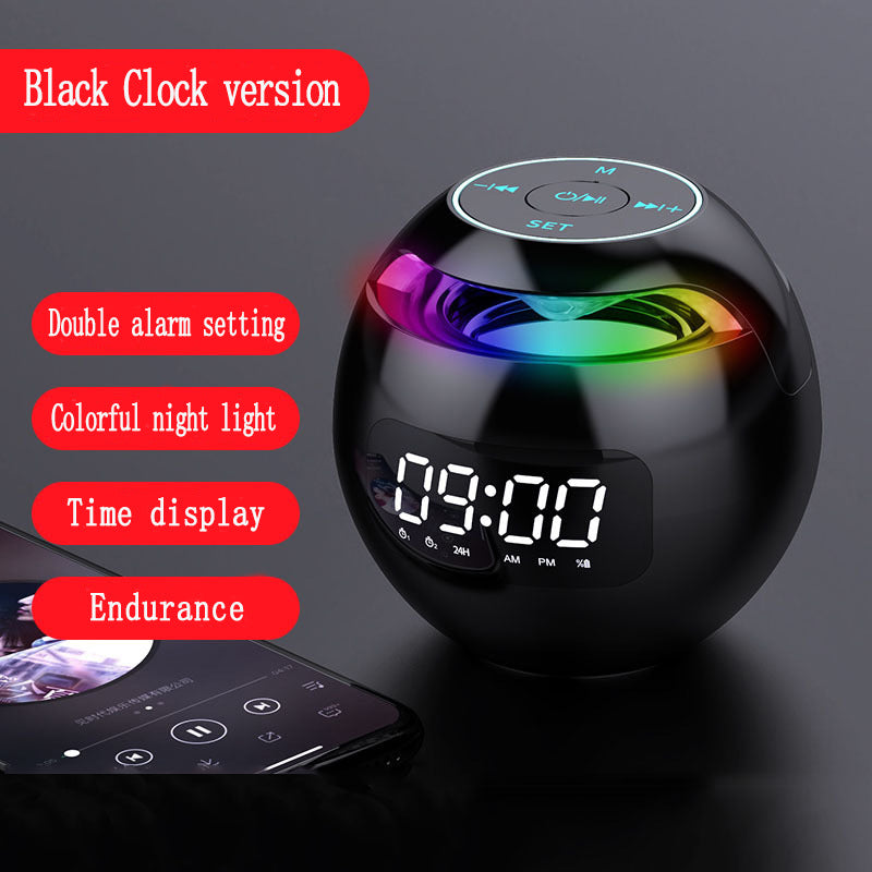 Mini Speaker with Bluetooth: Portable Smart Induction Digital Alarm Clock + High Quality Bluetooth 5.0 Speaker with LED Display, TF Card Slot, MP3 and USB Charging Function