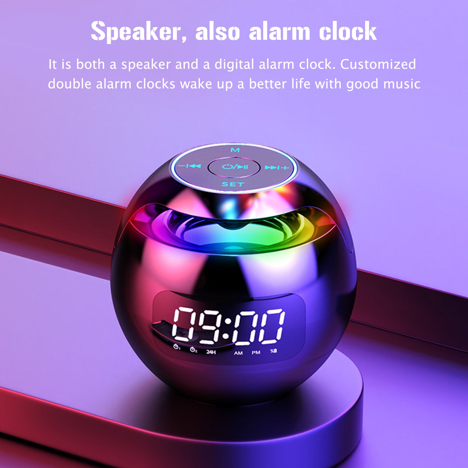 Mini Speaker with Bluetooth: Portable Smart Induction Digital Alarm Clock + High Quality Bluetooth 5.0 Speaker with LED Display, TF Card Slot, MP3 and USB Charging Function