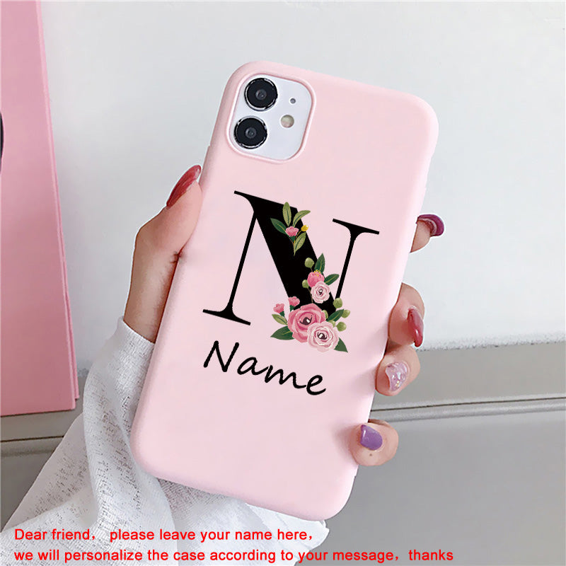 Personalized Luxury For Apple iPhone 16/15/14/13/12 Pro Max Plus Mini Case | Individually Designed Name, Uppercase Letters & Flowers | MagSafe Camera Protection, Tempered Glass, iPhone