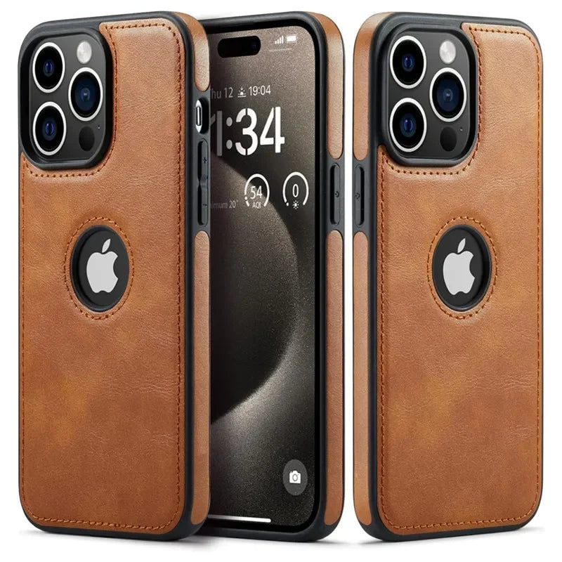 High-Quality Ultra-Thin Shockproof Leather Texture iPhone Case | MagSafe Case with Camera Lens Cover for Apple iPhone 16/15/14/13/12 Pro Max, Plus Cover | Armor Case, Bumper Cover Phone Case | Premium Protective Cover