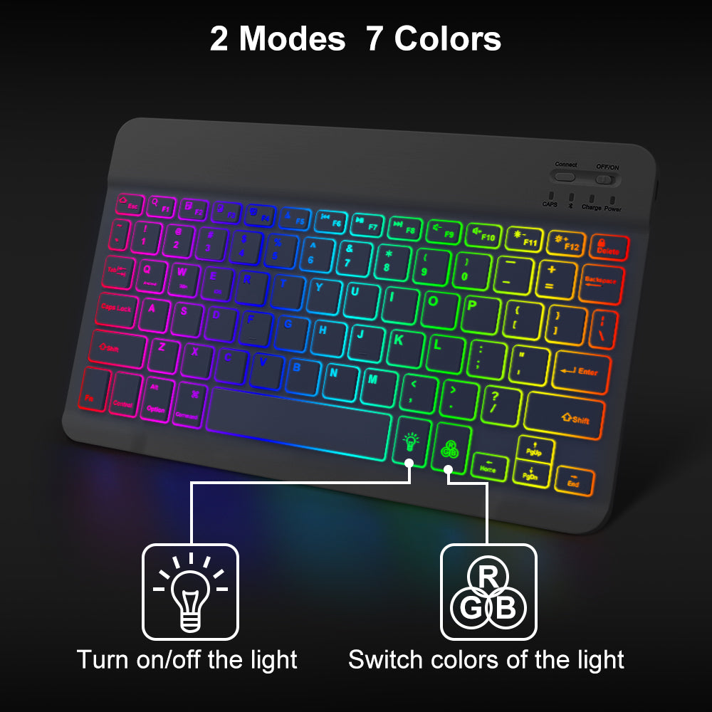 10-Zoll-Backlit für iPad Tastatur und Maus Hintergrundbeleuchtung | Premium Bluetooth Tastatur Für iOS Android Windows