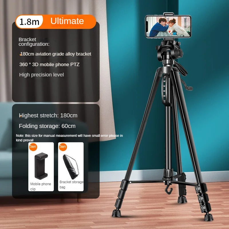 Professional Aluminum Travel Tripod, 140 cm for Videography & Photography: Quick Plate Mounting, Suitable for Smartphones, Apple iPhone 15/14/13/12/11 Pro Max/Plus/Mini, Samsung, Android, GoPro, Canon/Nikon DSLR/SLR