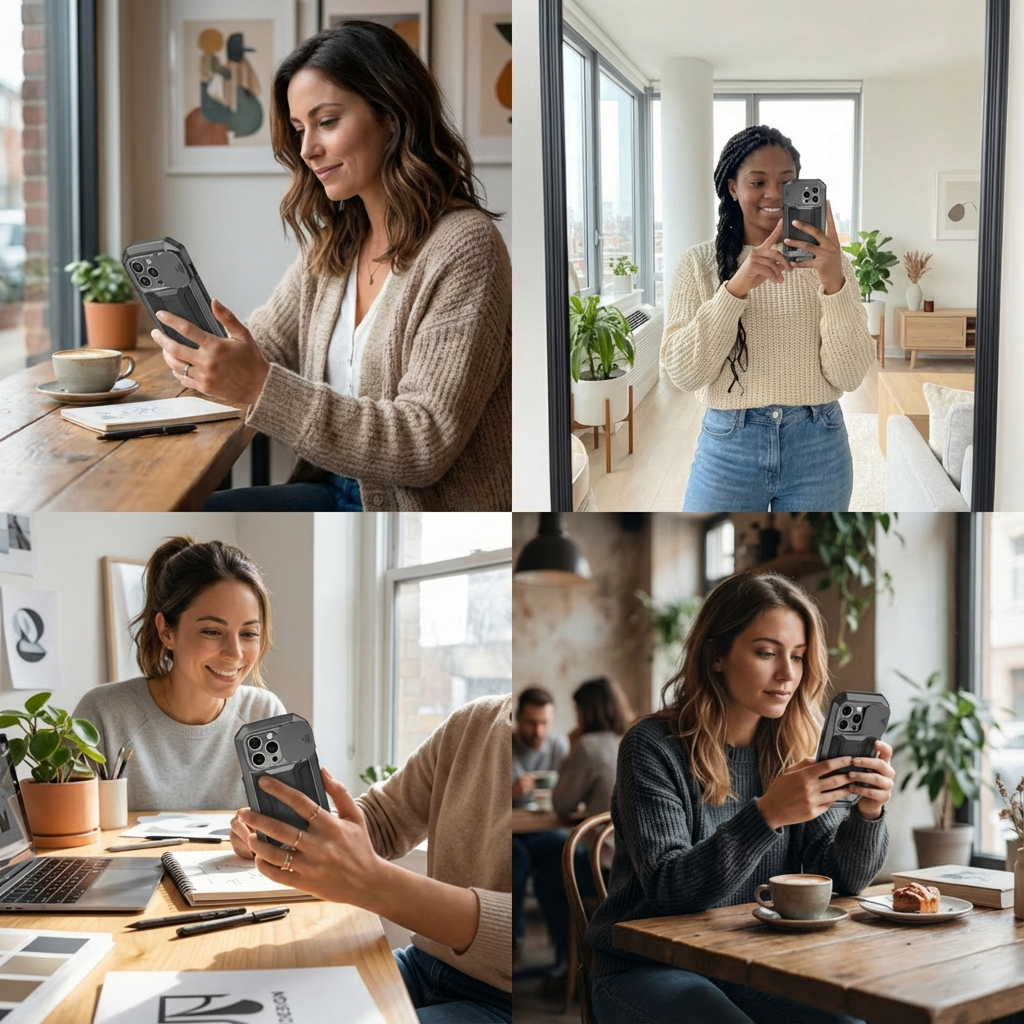 Military Heavy-Duty Metal iPhone Case – Full-Body Hybrid Cover with Slide Camera Protection & Built-in Screen Protector 