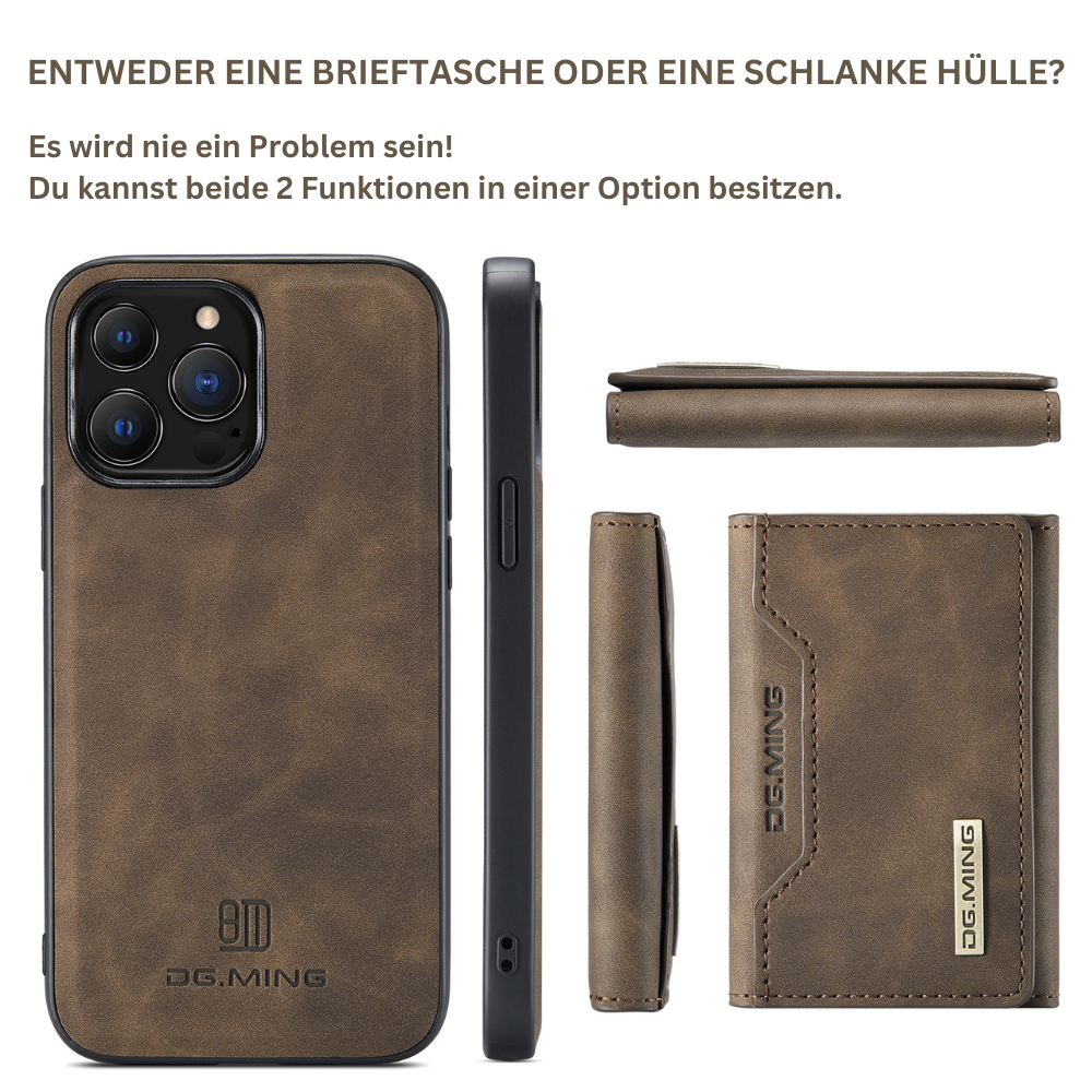 Premium 2-in-1 Magnetisches Geldbörse Leder Apple iPhone Hülle DG.MING 