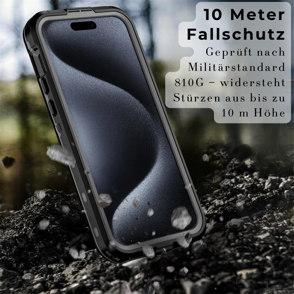 Premium IP68 Wasserdichte Magnet-Hülle mit MagSafe für Apple iPhone 16/16e, 15, 14, 13, 12 Pro Max, Pro, Plus & Mini: 360° Vollschutz Case, Militärpanzer-Design | Staubdicht, Stoßfest Cover mit Kameraschutz | Ideal für Tauchen und Schwimmen